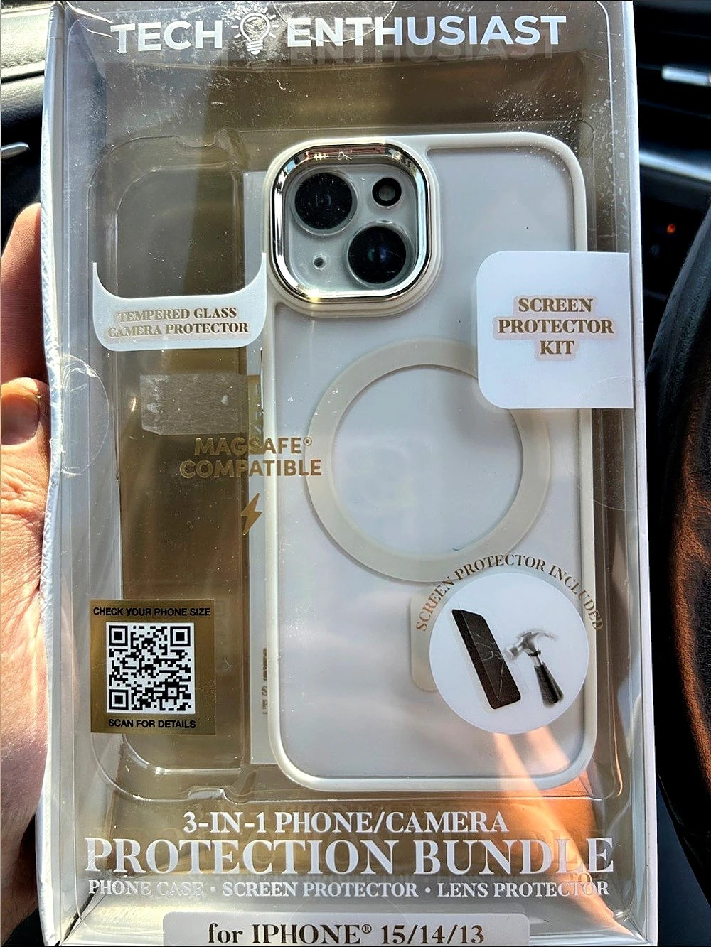 Tech Enthusiast 3-in-1 Phone/Camera Protection Bundle Clear iPhone 15/14/13 Case